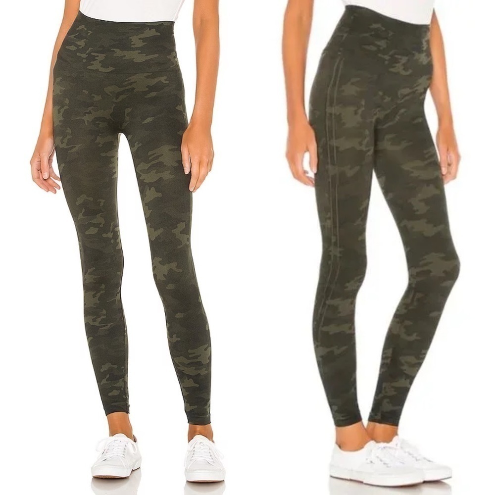 SPANX Look At Me Now Seamless Legging in Green Camo, Size Small‎